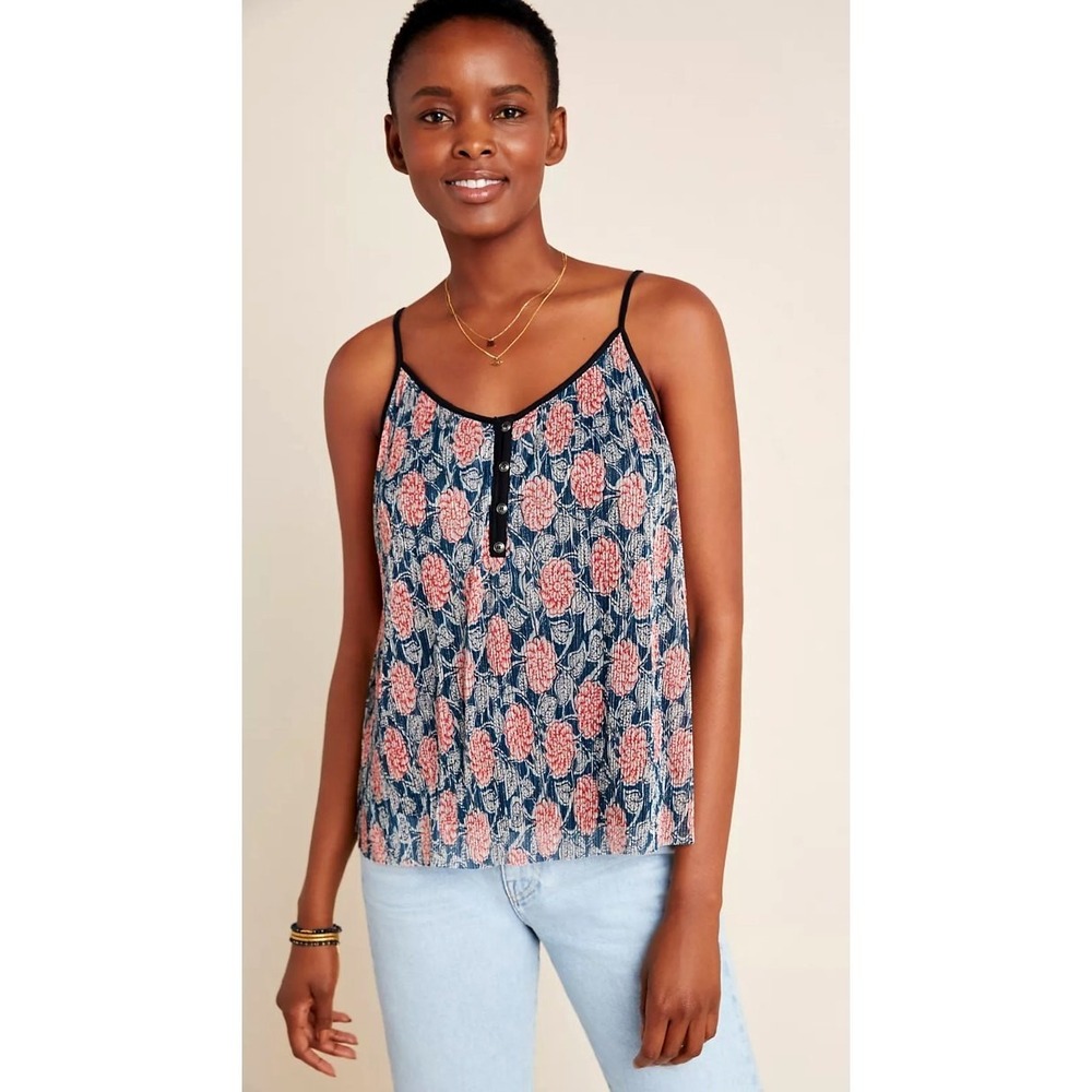 Anthropologie Maeve Cami Floral Shimmer Sheer Whimsigoth M